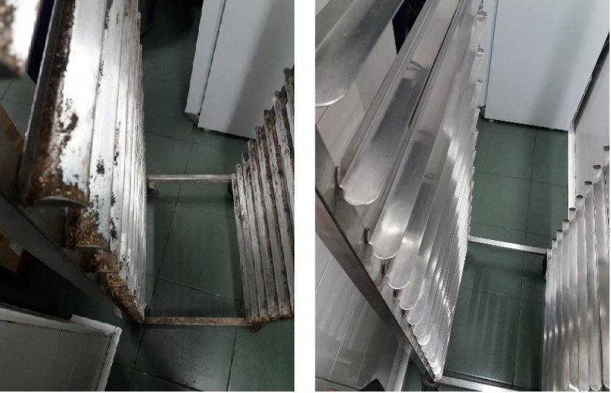 Neteja zones d'Inox en Obrador de la fleca. Una veritable restauració!